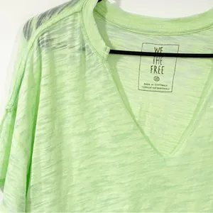 Free People We The Free Green Burnout Short Sleeve V Neck Size XS thumbnail 2