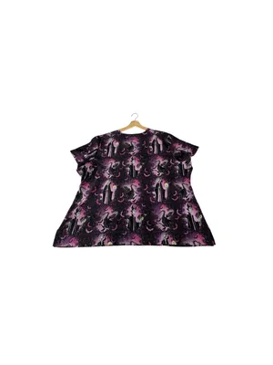 Disney Maleficent Scrubstar Scrub Top 3X Purple Dragon Halloween Villains Goth thumbnail 2