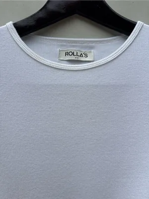 ROLLA’S White Ribbed Crewneck Fitted T-Shirt Small thumbnail 3