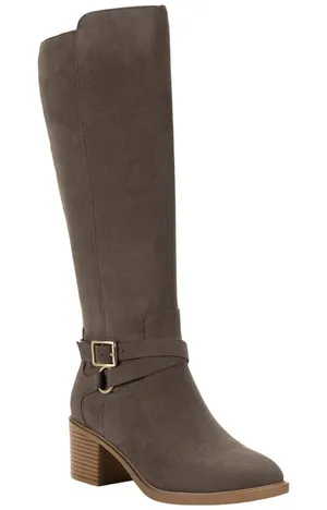 NEW Style & Co. Womens Uticaa Belt Heel Boots Dark Taupe Microsuede Brown 7M thumbnail 1