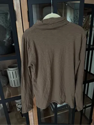Madewell long sleeve turtleneck top cotton coffee sweater lightweight layering thumbnail 7