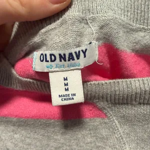 Y2k Old Navy‎ Womens Pink Grey Striped Cotton henley thumbnail 2