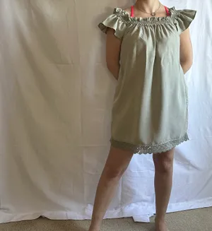 Smocked Off Shoulder Mini Dress - Army Green - S thumbnail 8