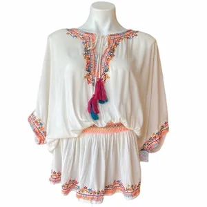 ALTAR’D STATE Bohemian Embroidered Swimsuit Cover Or Blouse Size M NEW thumbnail 2