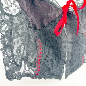 Nan Flower Womens VTG Vintage Coquette Whimsigoth Lace Cami Crop Corset Top‎ M thumbnail 2