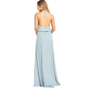Show Me Your Mumu Bridesmaid Heather Halter Dress in Silver Sage‎ Crisp Medium thumbnail 3
