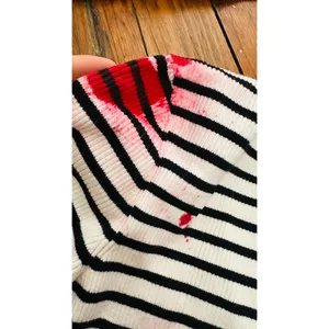 MAJE Black White Striped Gold Button Detail Cardigan Cropped Size 2 FLAWED thumbnail 2