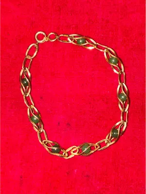 Vintage Signed KREMENTZ Gold Overlay & Green Jade Bead Bracelet 7.75” thumbnail 2