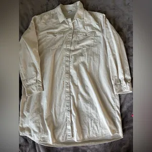 Old Navy Ivory Corduroy 2 Pocket Pearl Snap Western Cowgirl Dress thumbnail 2