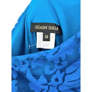 Tadashi Shoji Womens One Shoulder Floral Lace Sheath‎ Dress Teal Blue Size 14 thumbnail 7