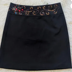 Cache ’ Women’s Hand Beaded Black Skirt NEW NO TAGS thumbnail 2