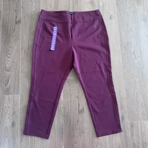 Express Ponte Pants Stretch Slim High Rise Burgundy Women XXL Career Pull On thumbnail 4
