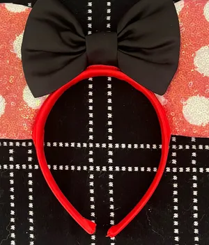 Minnie Disney Mouse Ears Headband Red Sequin Black Bow thumbnail 1