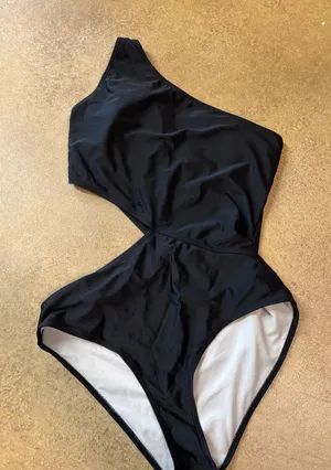 One-Shoulder Black Cutout One-Piece Swimsuit thumbnail 1