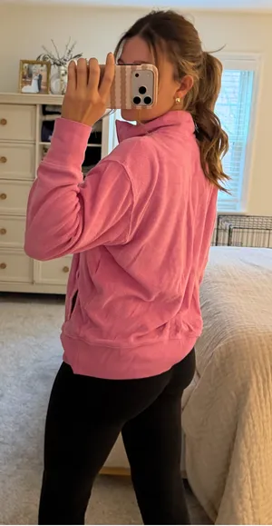 Aerie Pink Terrycloth quarter zip jacket thumbnail 4