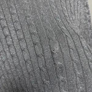 Lauren Ralph Lauren Women SILK Cable Knit Sweater‎ Medium Silver Metallic Preppy thumbnail 5