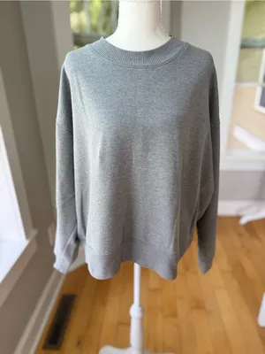 A New Day Light Gray Fleece Oversized Crewneck Sweatshirt Sz XXL thumbnail 8