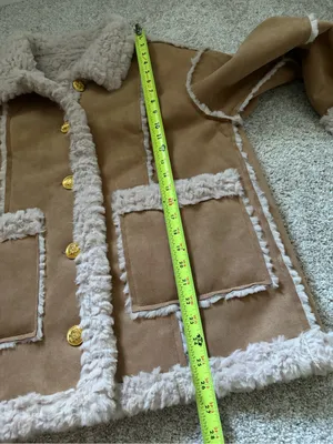 Allured vintage-inspired faux suede shearling aviator coat women sz M/L p2p 22” thumbnail 8