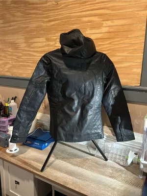 Danesi Black Hooded Faux Leather Jacket Size M thumbnail 2