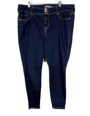 Super Soft Jegging Jeans Dark Wash Hi-Rise Plus Size 22S 22 SHORT EUC thumbnail 1