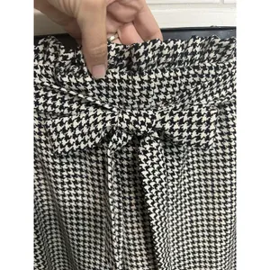 BeBop Black White Plaid Tie Front Wide Leg Pant M, Casual Travel Office Comfort thumbnail 3