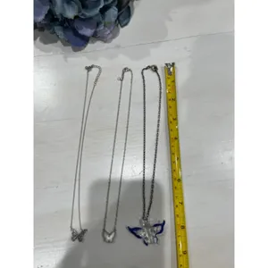 Necklace Lot: 3 Butterfly Silver Tone Pendant Chain‎ Jewelry thumbnail 5