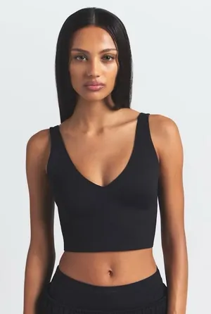 Nike Skims Matte V-Neck Longline Bra Obsidian Size XS thumbnail 1