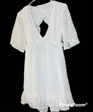 Boutique White Ruffled High Waist Mini Dress M thumbnail 5