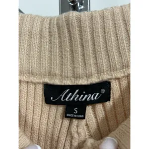 Athina Women’s Beige Pants 100% Viscose Ribbed Knit Wide Leg Drawstring Size S thumbnail 10