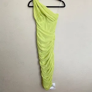 HOUSE OF CB 'Valentina'Lime neon‎ Asymmetric Cutout Midi Dress/Size XS plus cup thumbnail 10