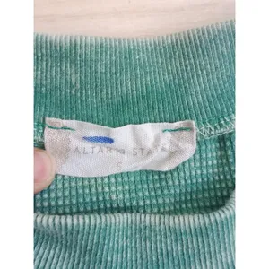 Altar'd State Sage Green Waffle Knit Ruffle Sleeve Crop Top Size Small EUC thumbnail 5