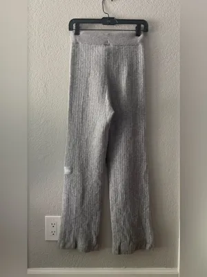 Alo Yoga cashmere high waist plush waffle athletic Heather grey pants Size XS thumbnail 4