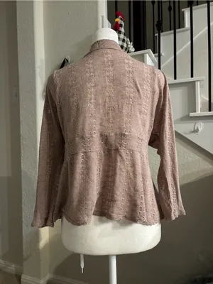 Eyeshadow Dusty Rose Ruffle Knit Cardigan thumbnail 5