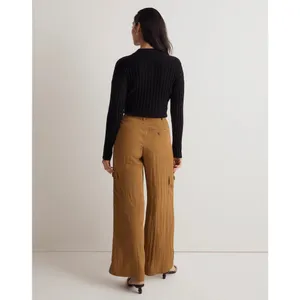 Madewell Sz 12 Olive Green Harlow Wide Leg High Rise Viscose Cargo Pants solid thumbnail 3