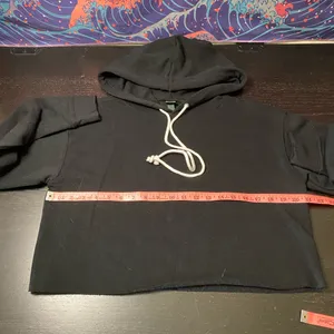 Wild fable Black Cripped Hoodie with White Drawcord thumbnail 3