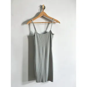 SHAPER Sage Green Ribbed Bodycon Mini‎ Dress Built-In Shorts Size Medium thumbnail 2