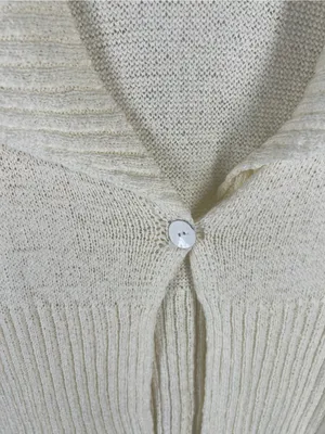 WD-NY Ivory Open‎ Knit Cotton Blend Shawl Collar Cardigan Size L thumbnail 4