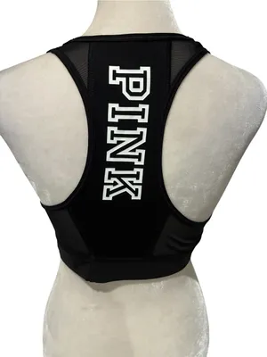 PINK Victoria's Secret Black High Neck Racerback Sports Bra Brand New thumbnail 4