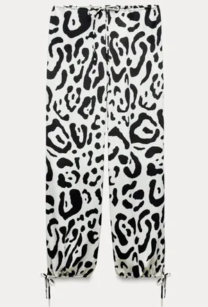 NWOT Zara White and black leopard animal print pants. Size Small thumbnail 5