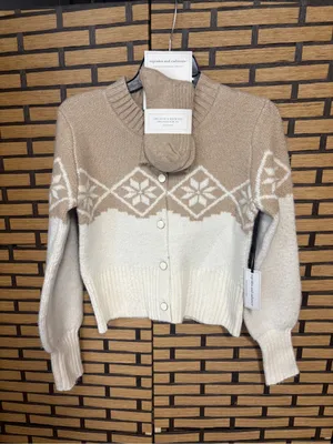 Cupcakes and cashmere tan and cream cardigan and sock set size XS thumbnail 1