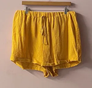 SHEIN Curve Mustard Yellow Gauzy Summer Shorts Size 2XL thumbnail 1