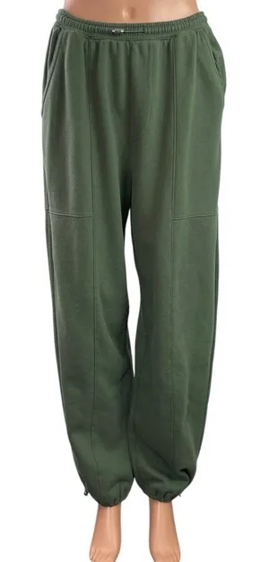 Abercrombie & Fitch Women's Green High Waisted Tapered Leg Cargo Sweatpants Sz S thumbnail 1