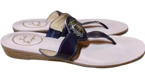 Jack Rogers Larissa Sandals Leather Thong Wedge Turn Lock Padded Brown 6 thumbnail 1