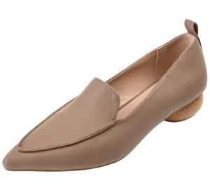 NWT Journee Collection Faux Wood Block Heel Maggs Loafers Taupe Brown 7.5M thumbnail 1