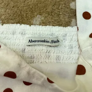 Abercrombie & Fitch BNWOT white brown polka dot crop front tie tank top women L thumbnail 7