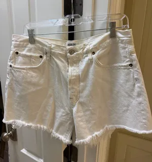AGOLDE White Denim Shorts thumbnail 1