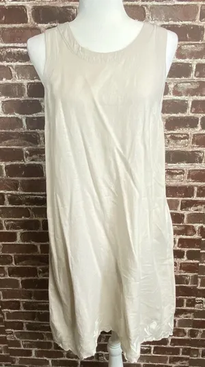 Calypso St Barth Midi Sleeveless Dress Cream Embroidered Linen Blend Pockets S thumbnail 1