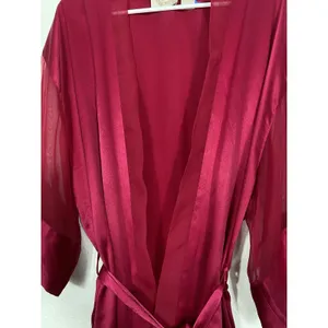 Victoria's Secret Pink Satin Sheer Sleeve Tie Waist Kimono Robe One Size thumbnail 6
