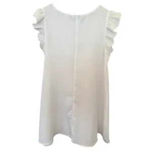 White Flutter Sleeve Shift Dress Mini Slip Ruffle Sleeve Wedding Bridal Size M thumbnail 3