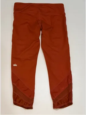 ALO Women’s M High-Waist Moto Leggings Rust Burnt Orange Mesh b1 thumbnail 5
